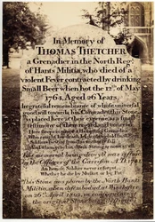 Tombstone of Thomas Thetcher at Winchester Cathedral, Hampshire, England, 1764